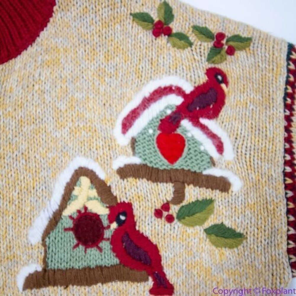 Vintage BonWorth Christmas ugly sweater,‎ 3D, Santa Clause, cardinal, M - Picture 8 of 16